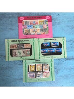Mint Vintage 4x Harris Global Stamp Sets: Maps Of The World - French Colonies +